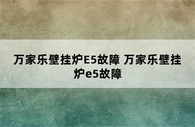 万家乐壁挂炉E5故障 万家乐壁挂炉e5故障